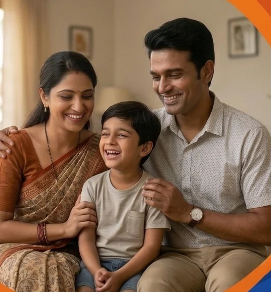 A happy family at home